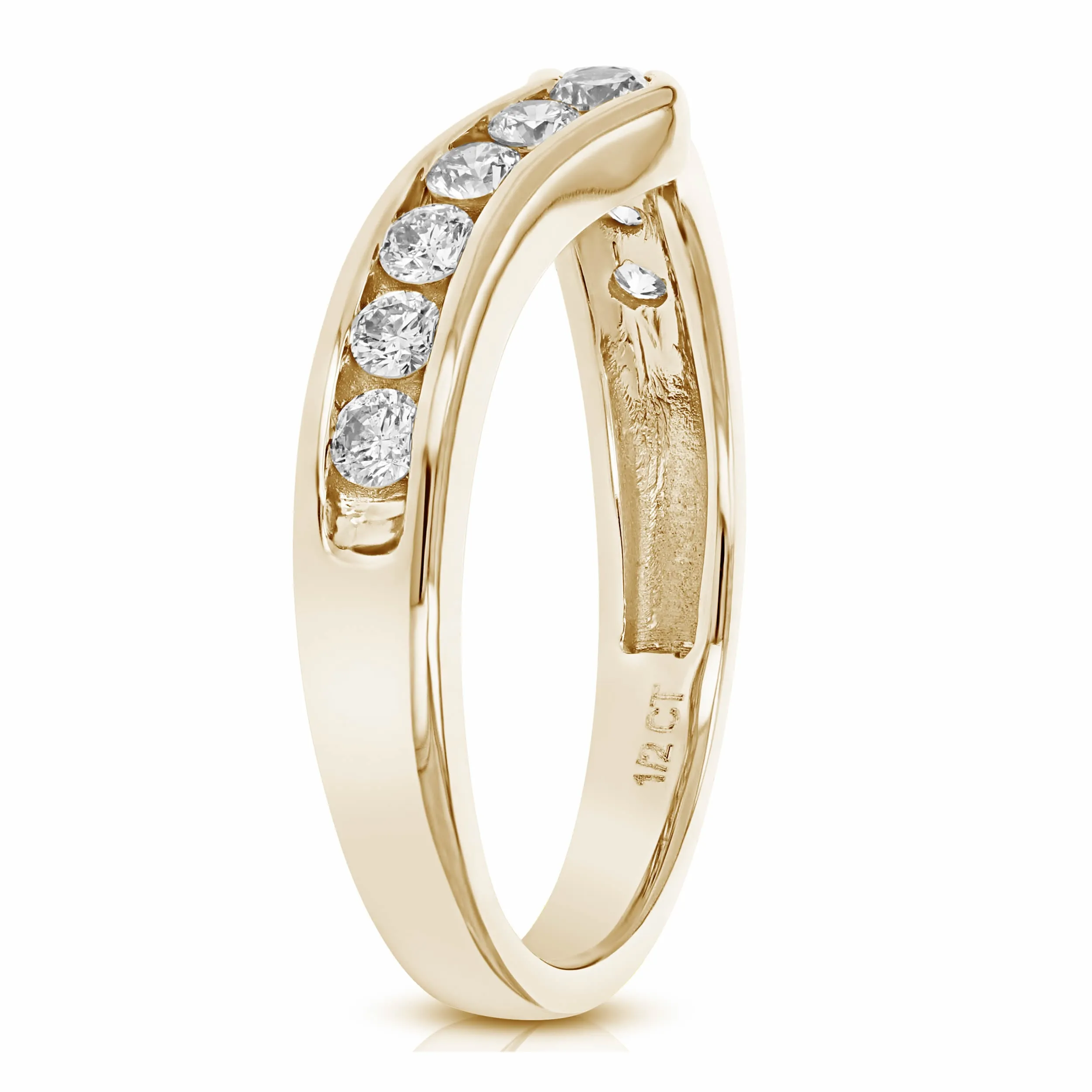 1/4 cttw to 1/2 cttw V-Shape Diamond Wedding Ring in 14k Gold