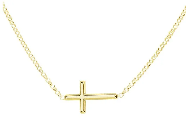 14K Gold-Plated Horizontal Cross Necklace