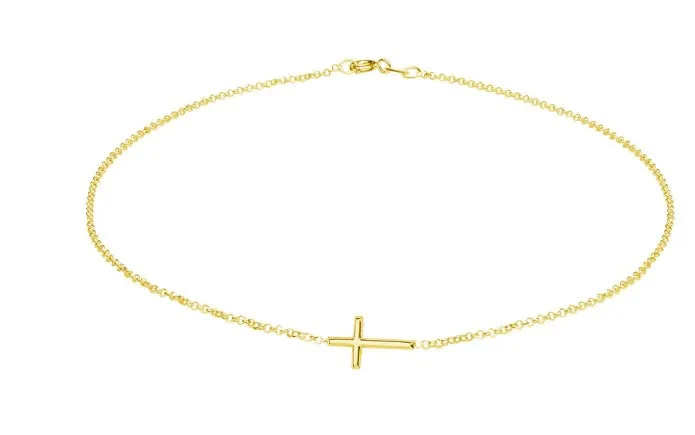 14K Gold-Plated Horizontal Cross Necklace