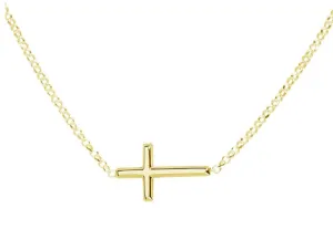 14K Gold-Plated Horizontal Cross Necklace