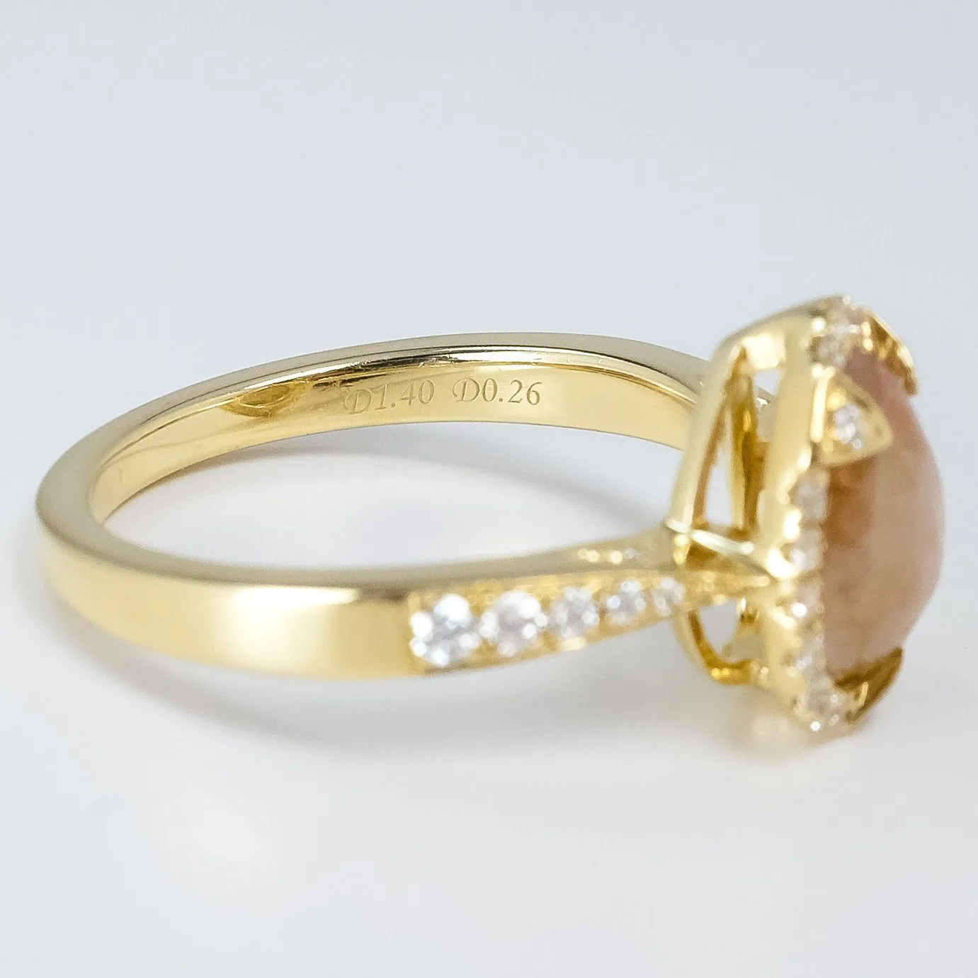 14K Yellow Gold 1.40ct Pear Shape Rose-Cut Amber Diamond Halo Statement Ring