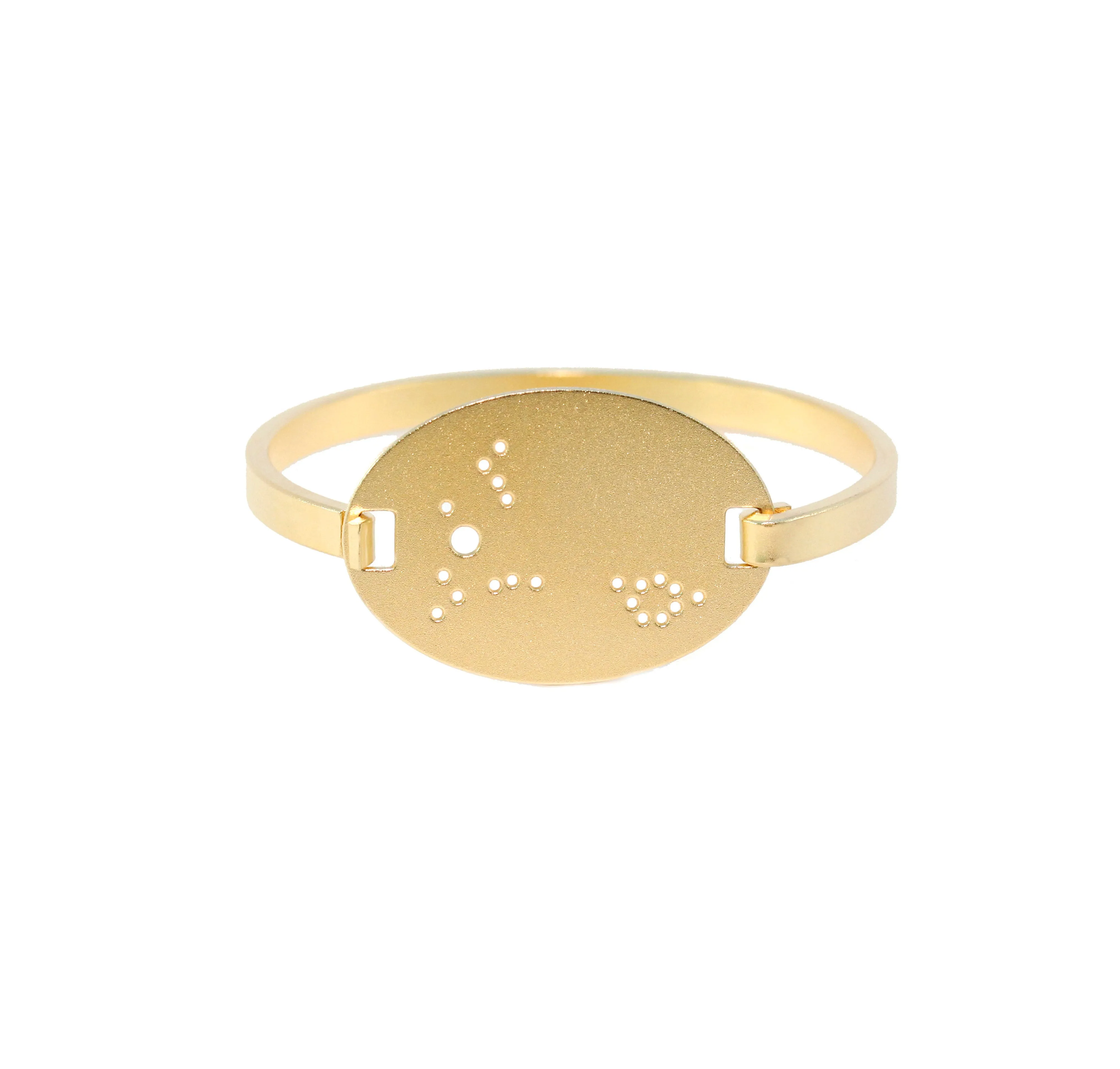 14kt Gold Dipped Zodiac Constellation Oval Bracelet, All 12 Signs: Aries through Pisces