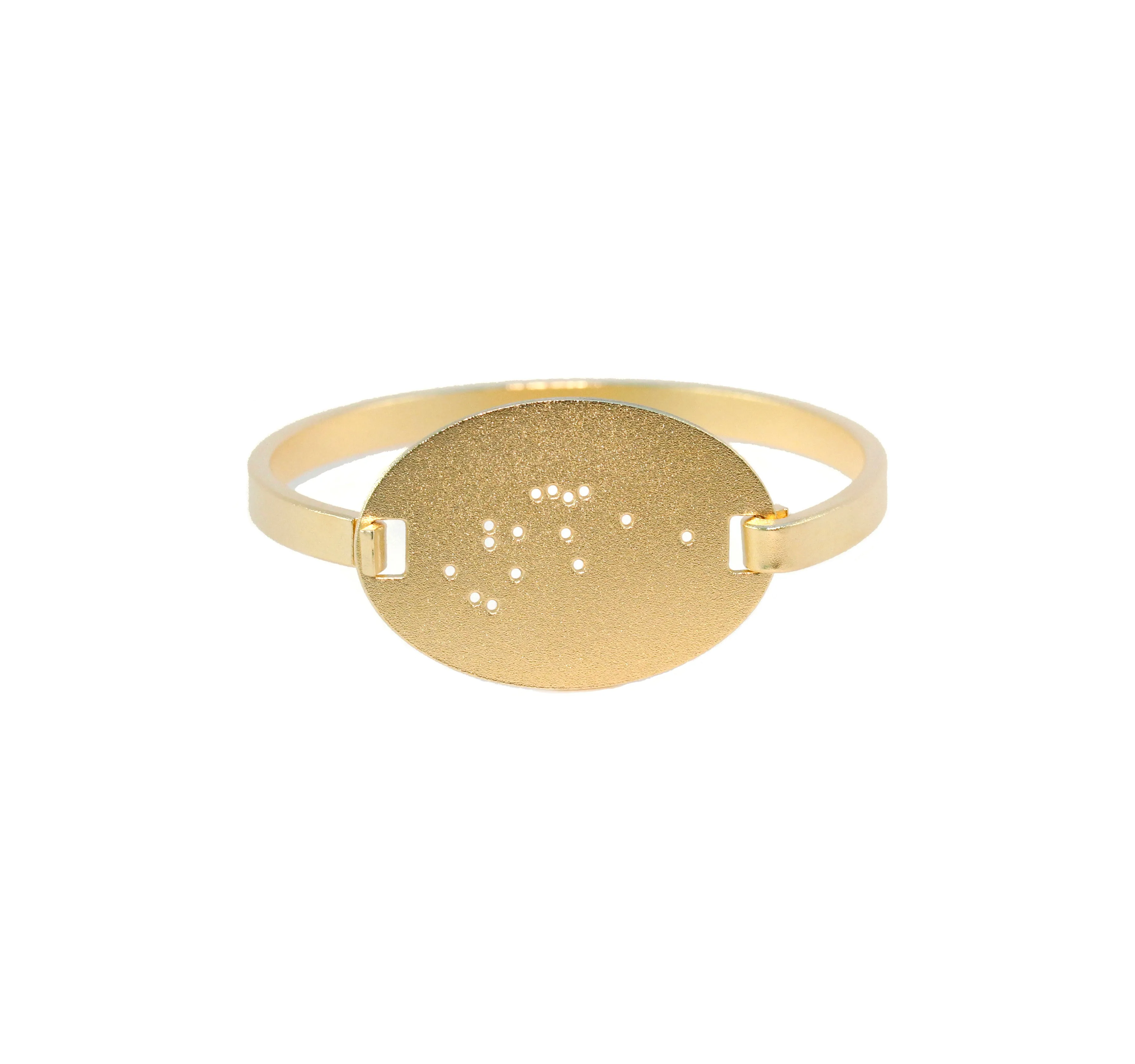 14kt Gold Dipped Zodiac Constellation Oval Bracelet, All 12 Signs: Aries through Pisces