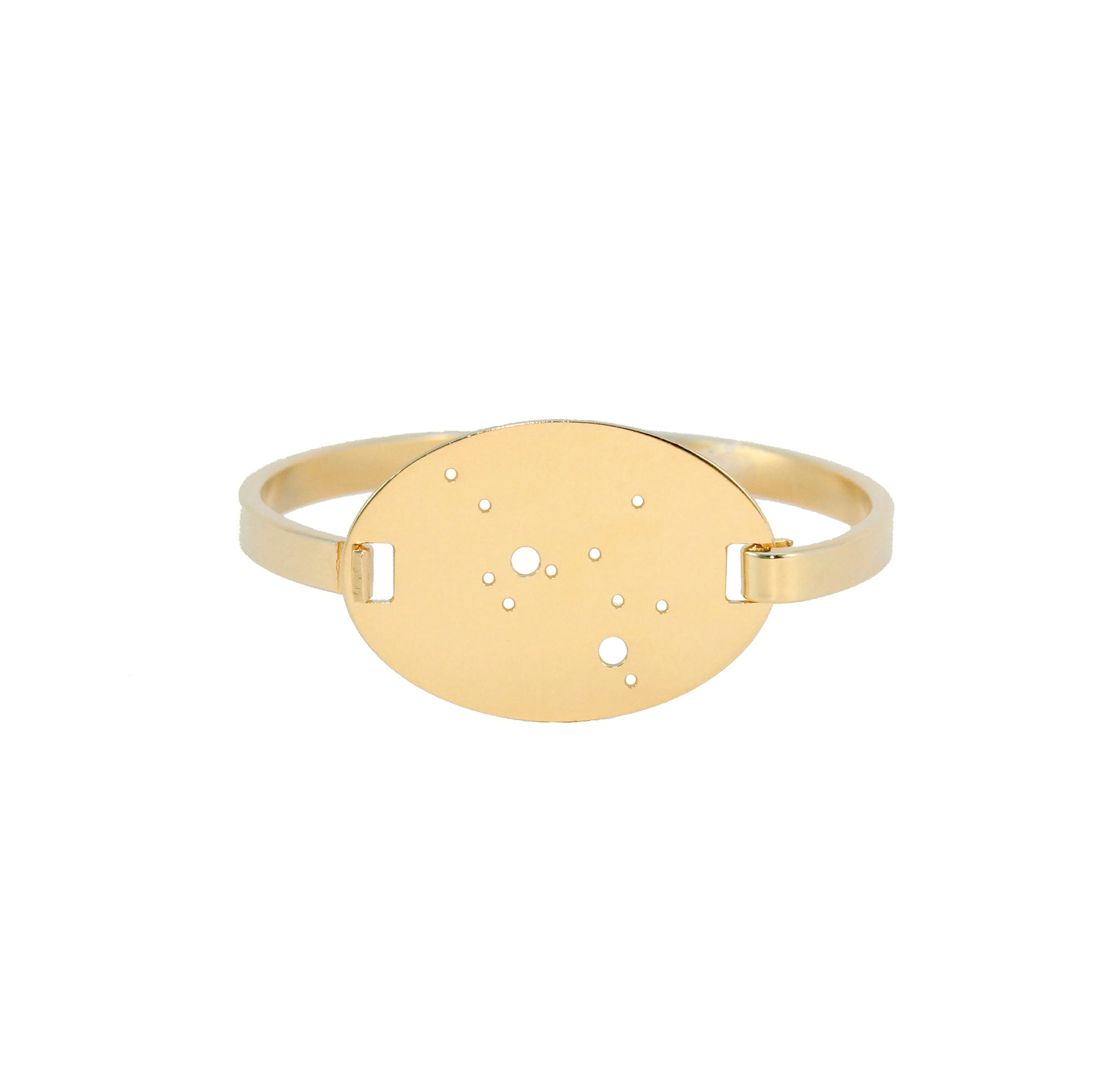 14kt Gold Dipped Zodiac Constellation Oval Bracelet, All 12 Signs: Aries through Pisces