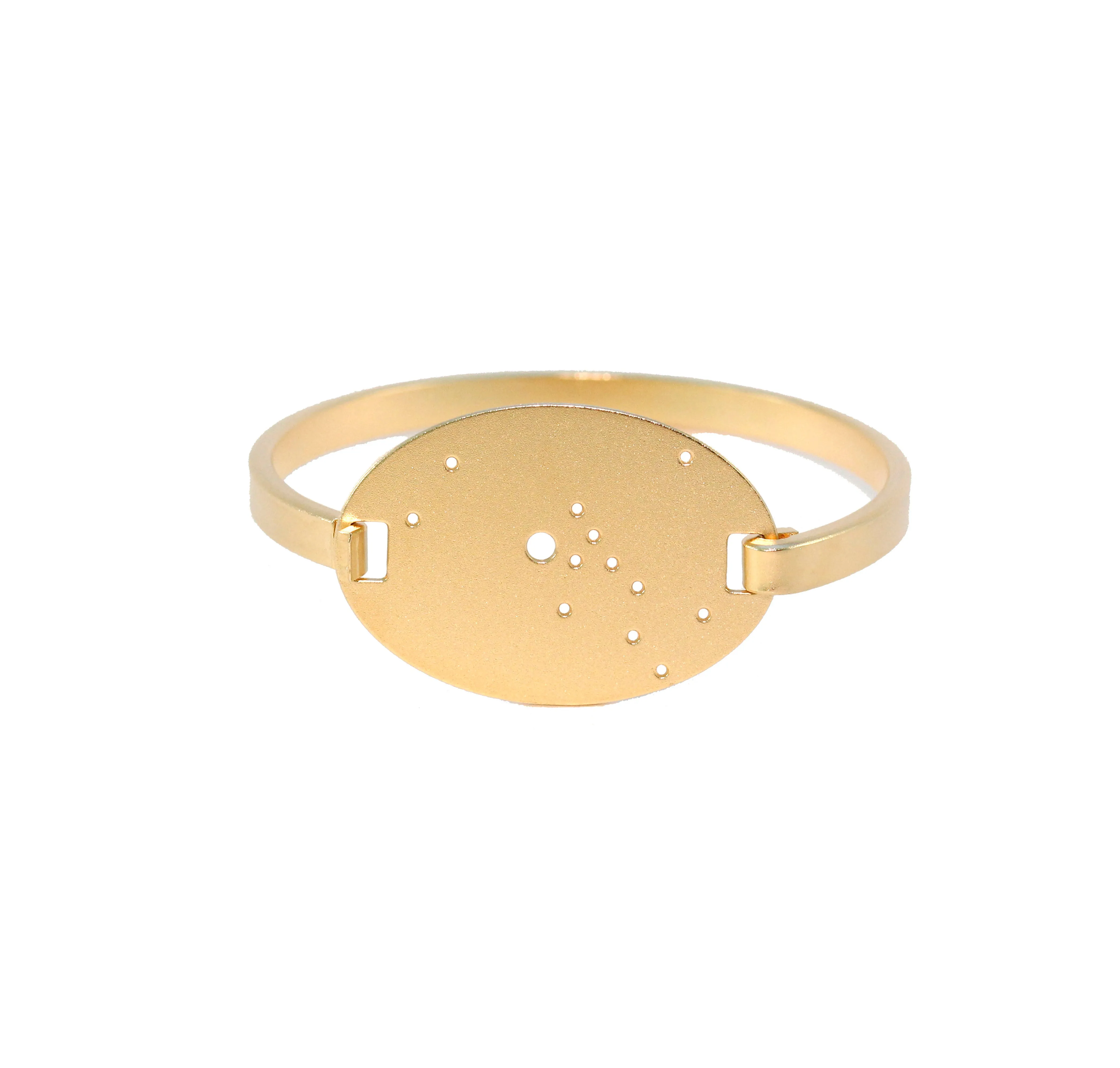 14kt Gold Dipped Zodiac Constellation Oval Bracelet, All 12 Signs: Aries through Pisces