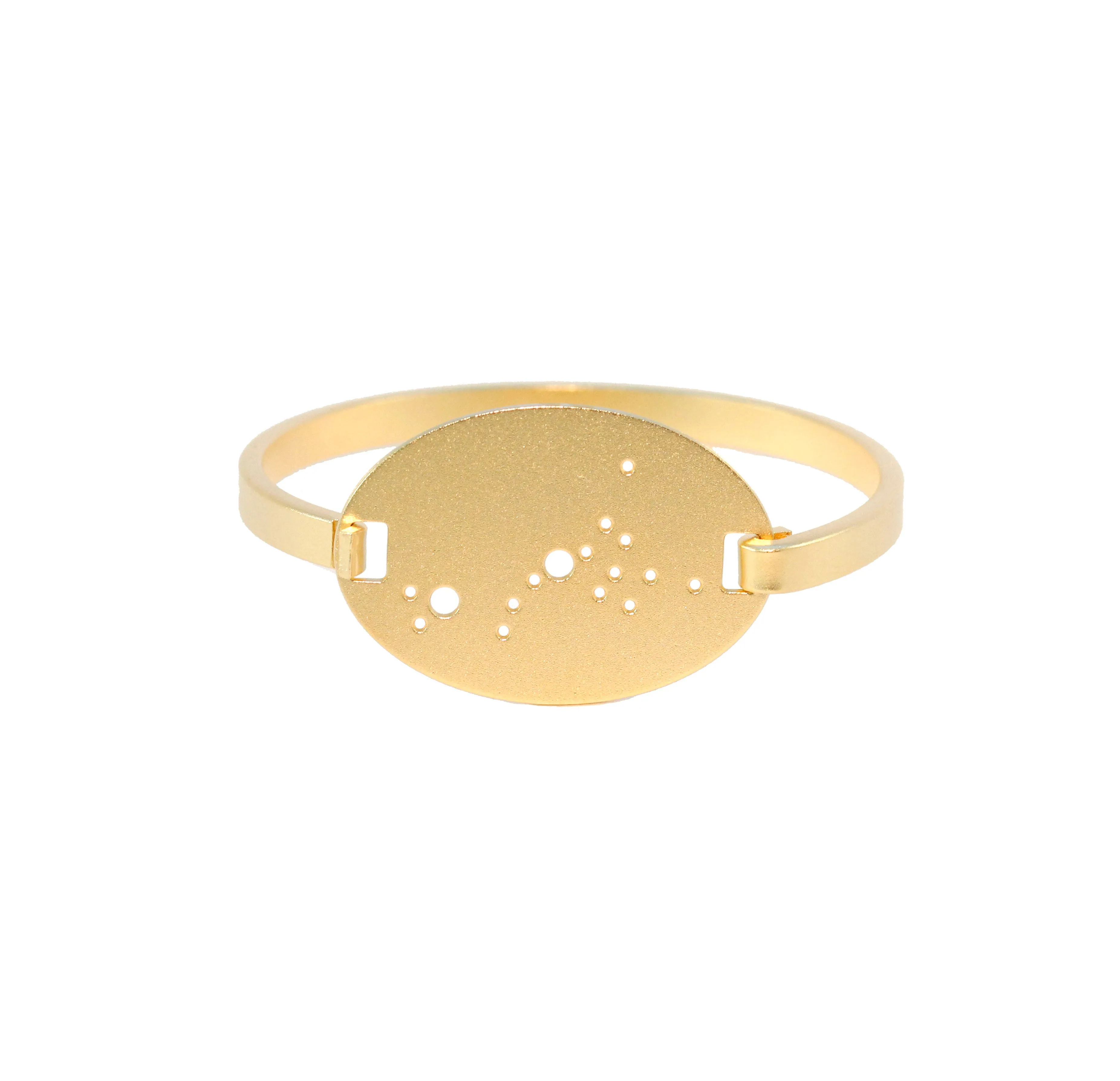 14kt Gold Dipped Zodiac Constellation Oval Bracelet, All 12 Signs: Aries through Pisces