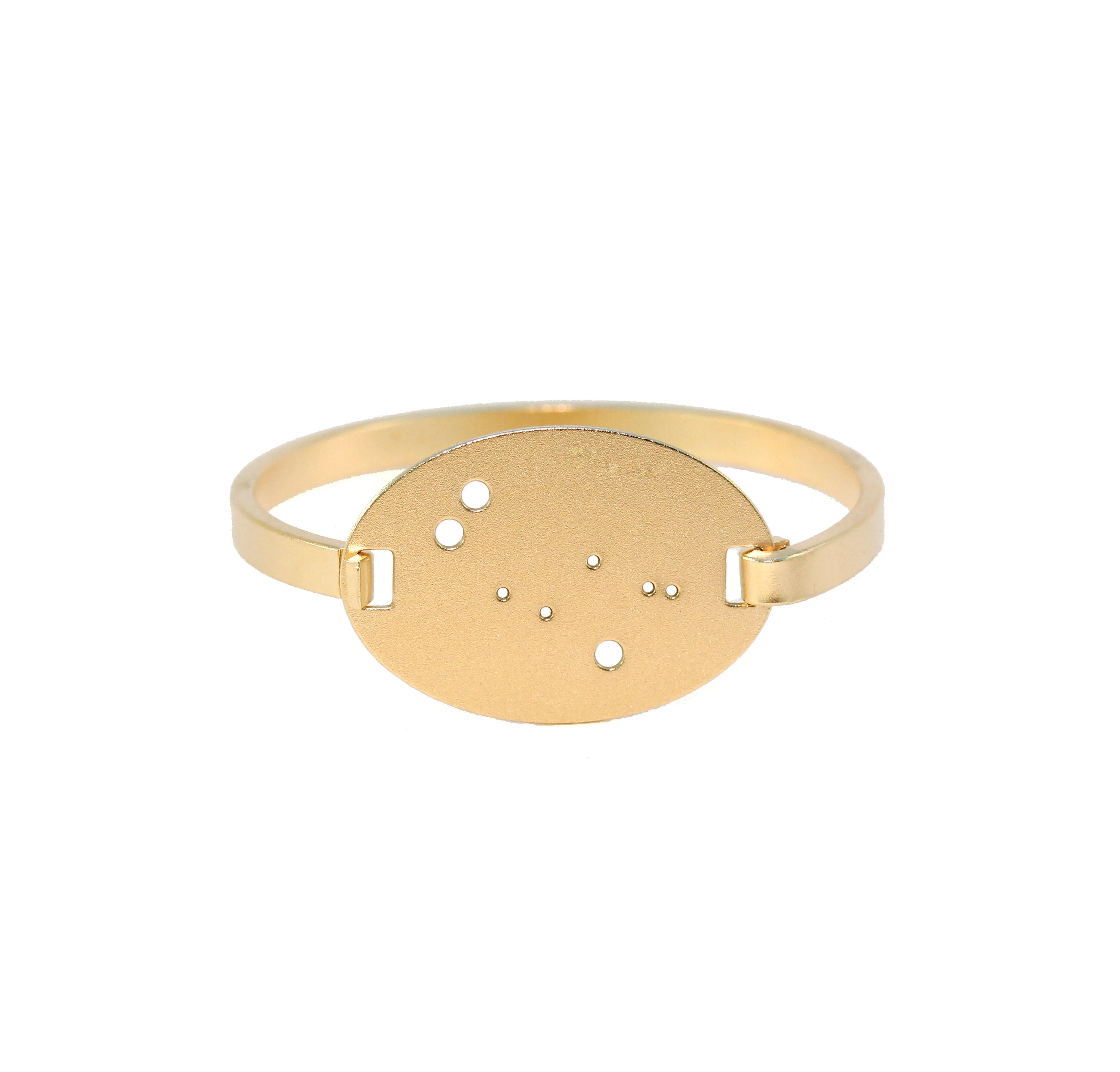 14kt Gold Dipped Zodiac Constellation Oval Bracelet, All 12 Signs: Aries through Pisces