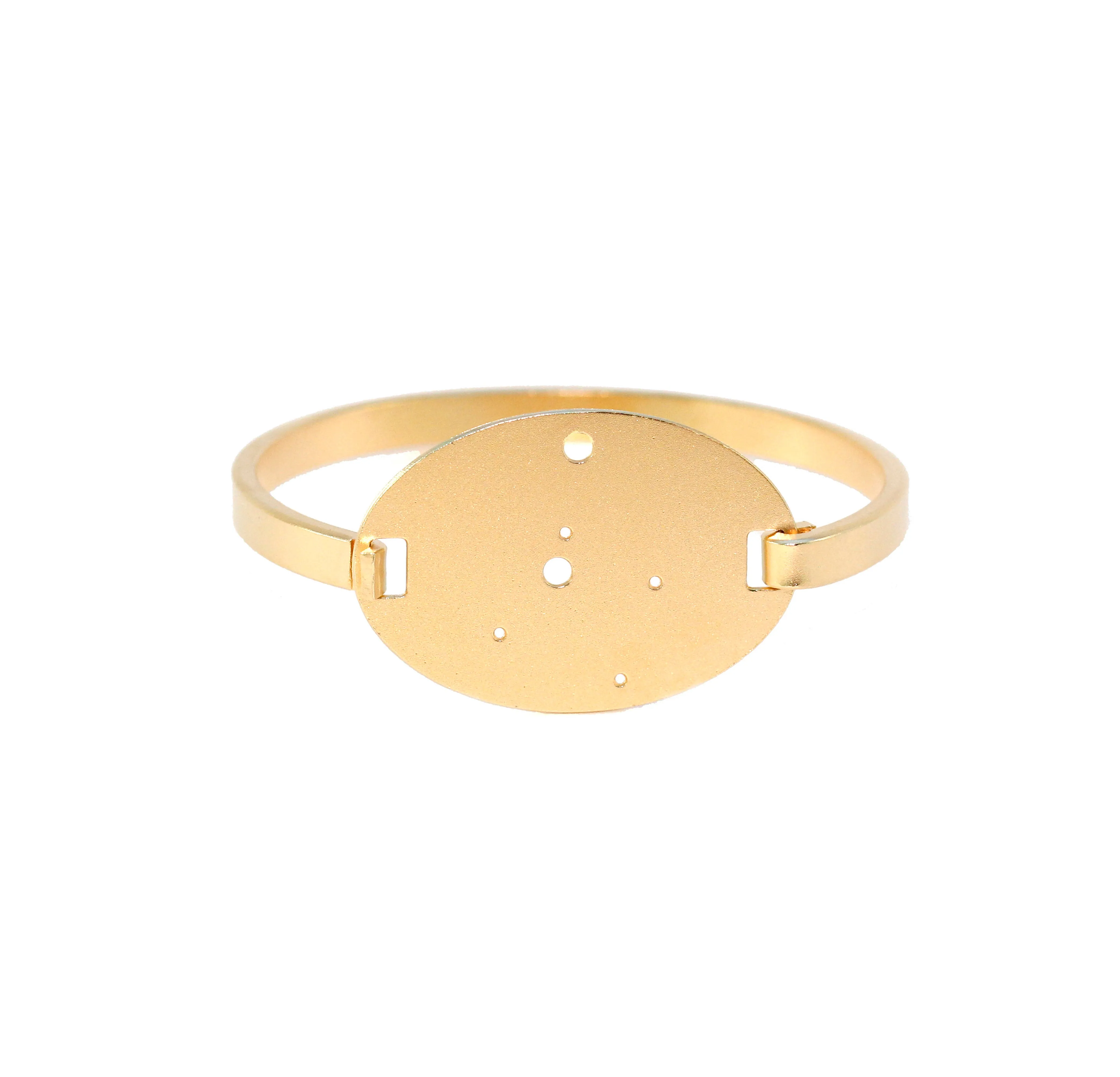 14kt Gold Dipped Zodiac Constellation Oval Bracelet, All 12 Signs: Aries through Pisces