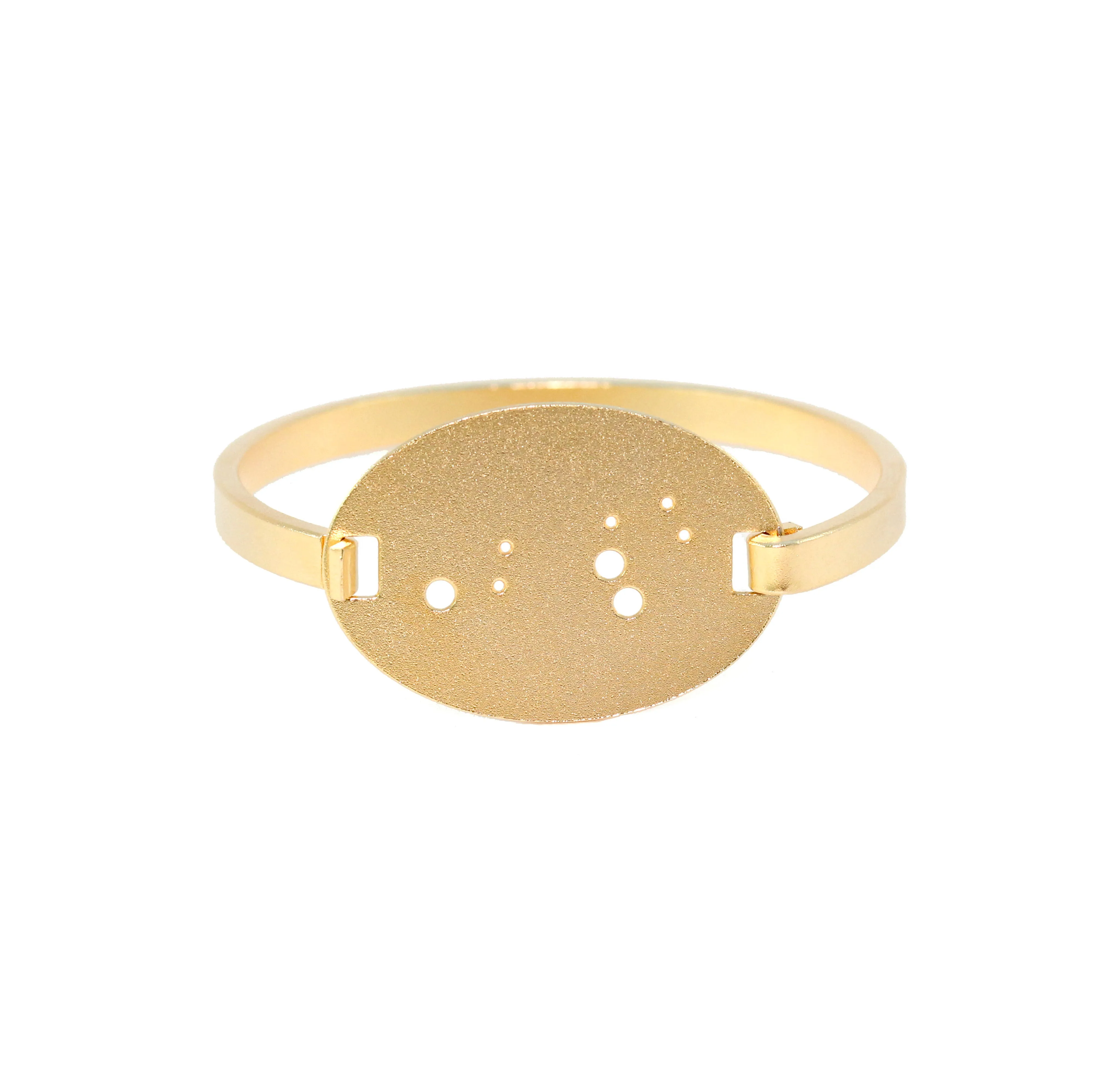 14kt Gold Dipped Zodiac Constellation Oval Bracelet, All 12 Signs: Aries through Pisces