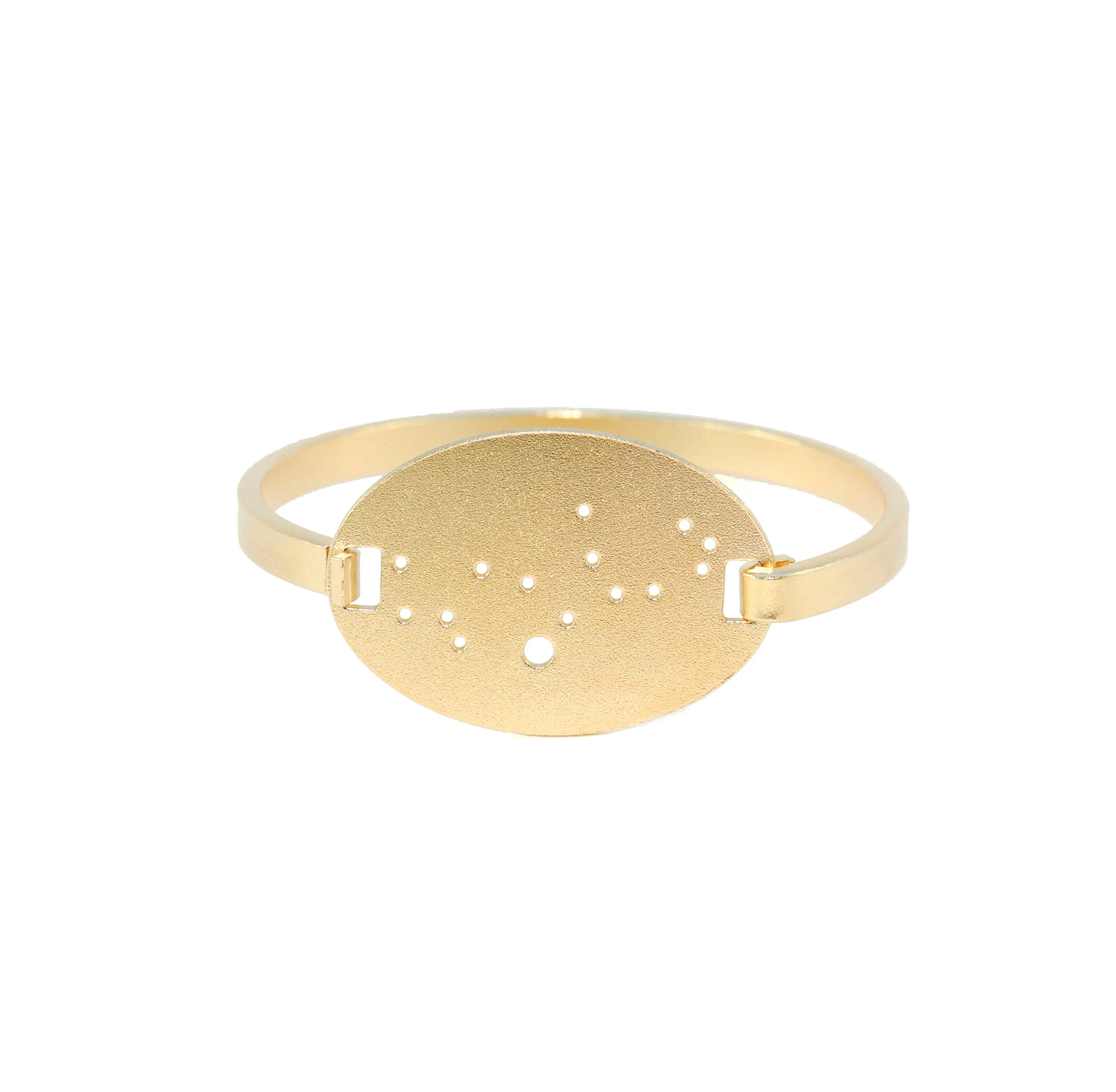 14kt Gold Dipped Zodiac Constellation Oval Bracelet, All 12 Signs: Aries through Pisces