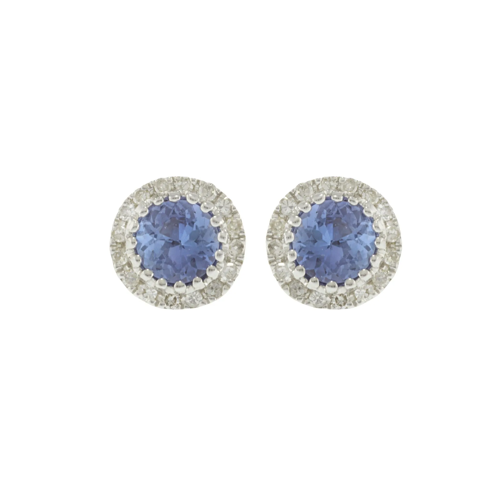 14KT White Gold Tanzanite and Diamond Earrings