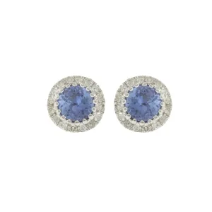 14KT White Gold Tanzanite and Diamond Earrings