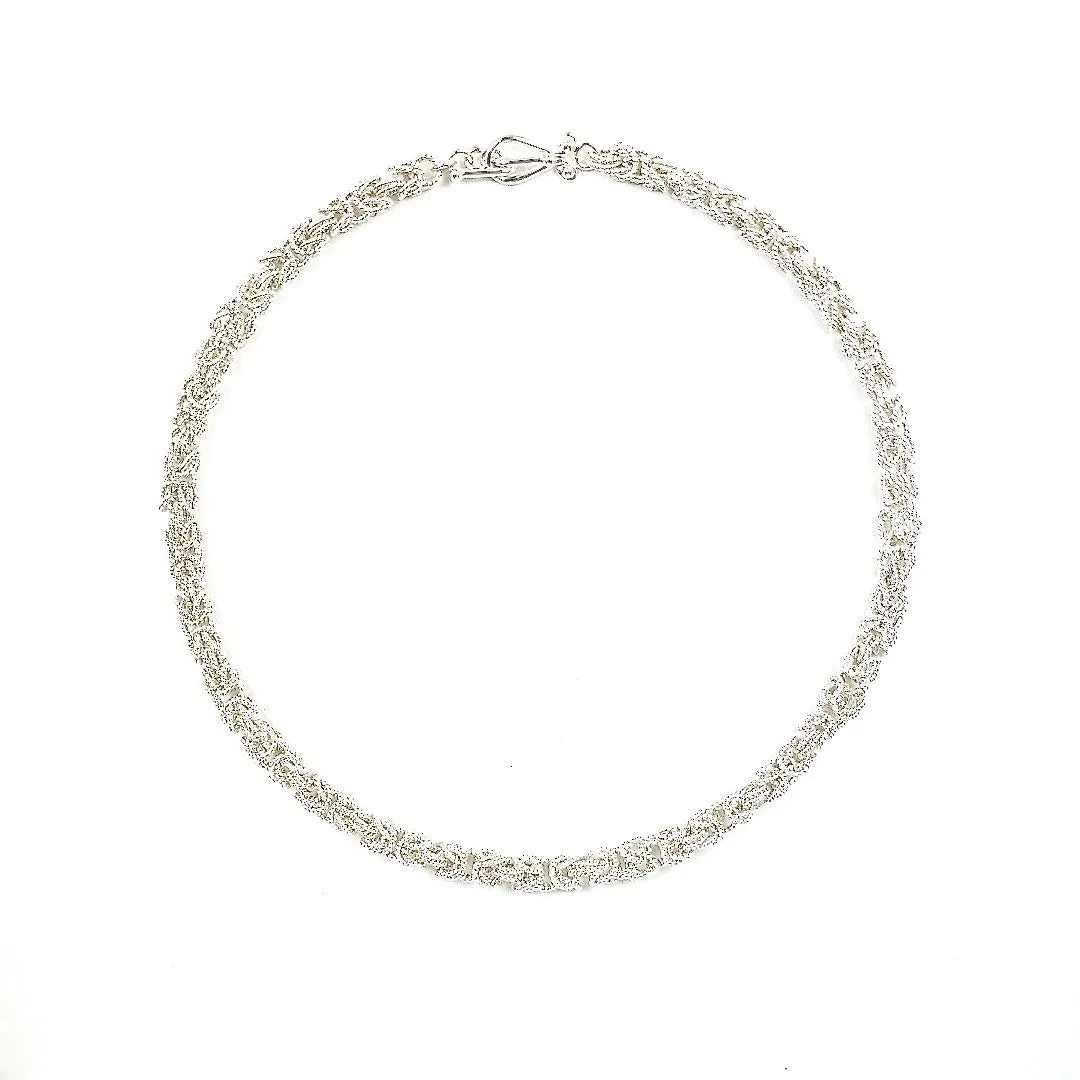 16.75" Handcrafted 925 Sterling Silver 7mm Byzantine Necklace with Toggle Clasp