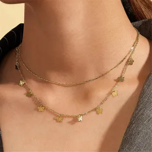 18K Gold-Plated Butterfly Station Layered Necklace