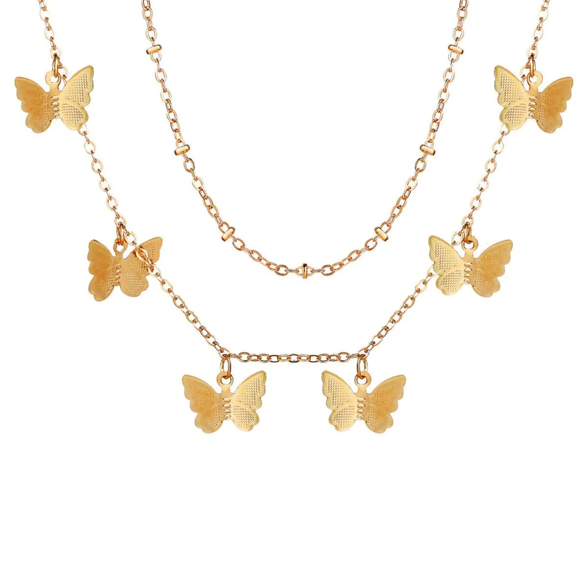 18K Gold-Plated Butterfly Station Layered Necklace