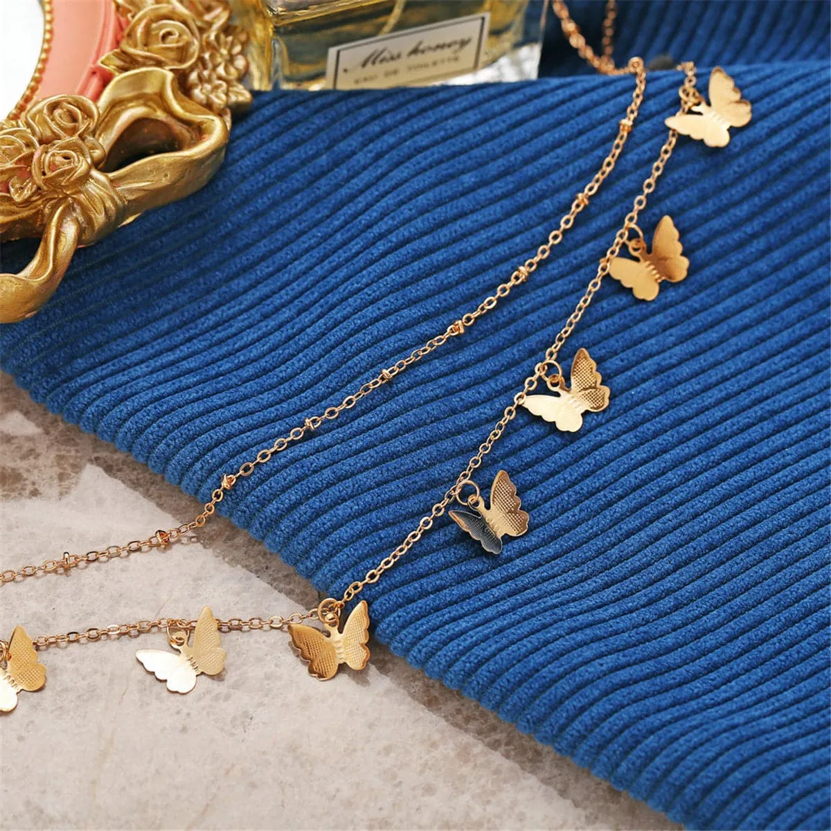 18K Gold-Plated Butterfly Station Layered Necklace
