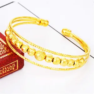 18K Gold-Plated Filigree Beaded Cuff