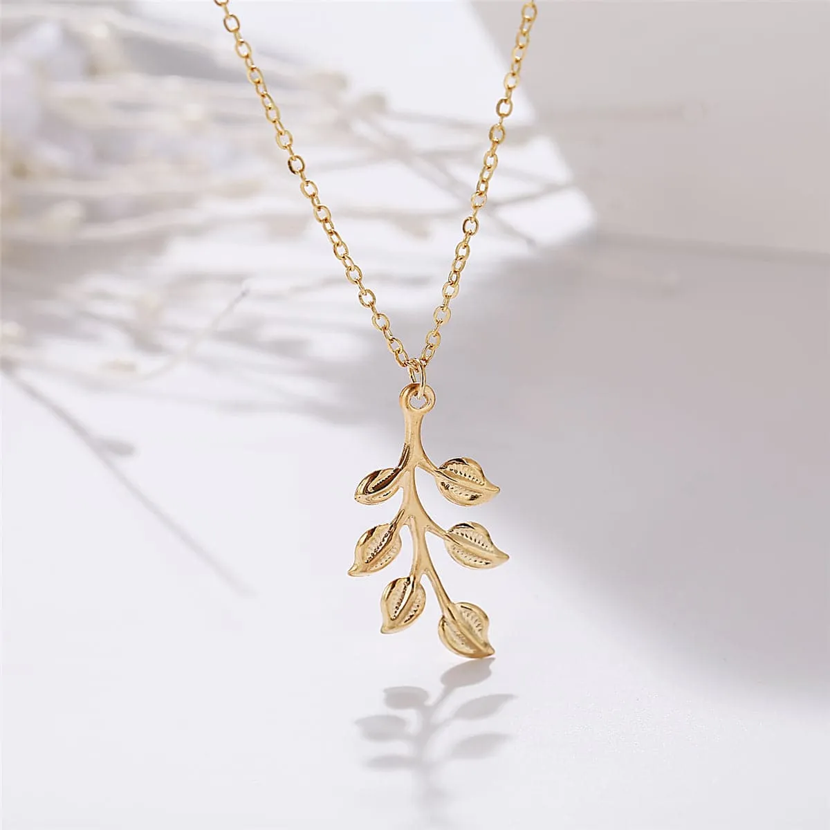 18K Gold-Plated Leaf Pendant Necklace