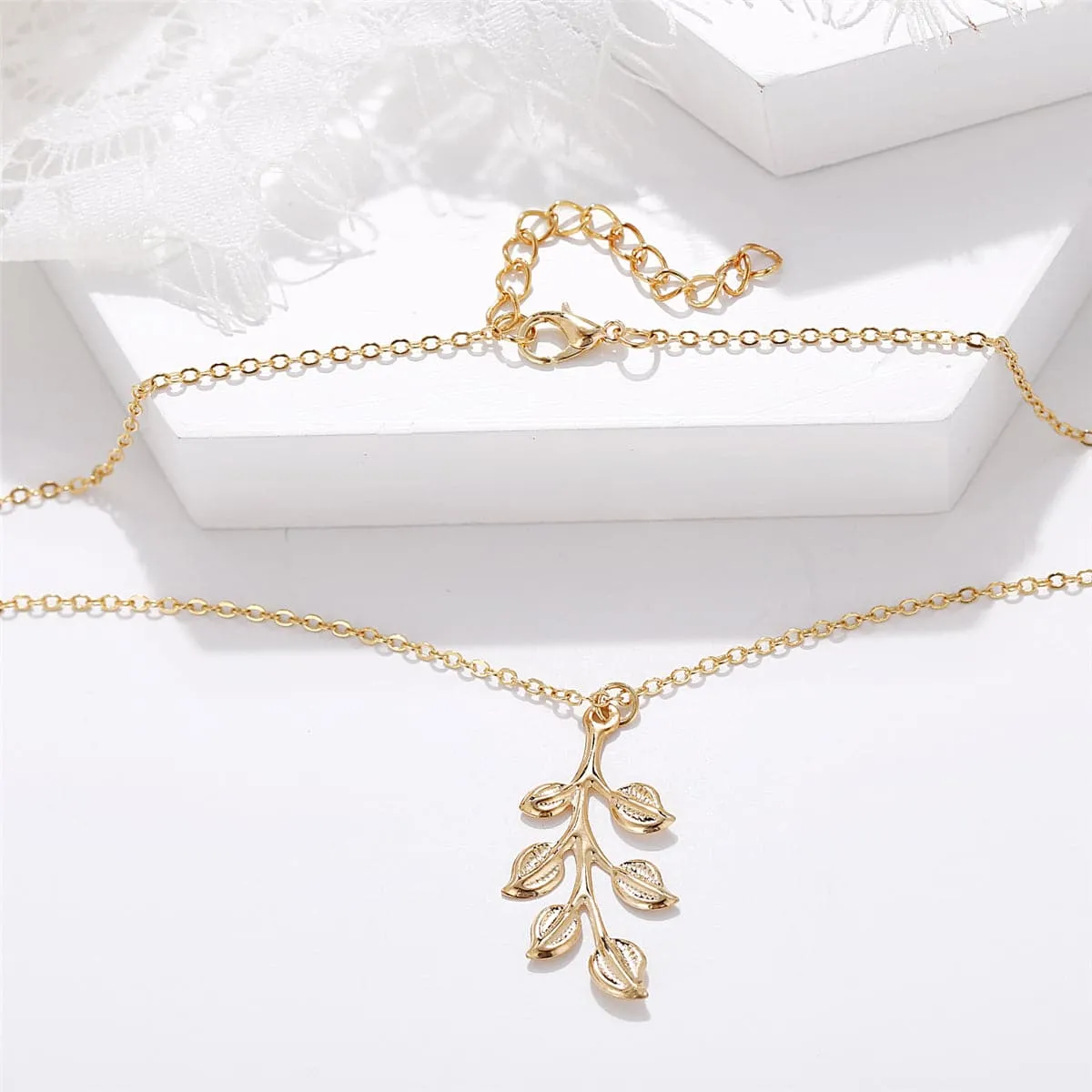 18K Gold-Plated Leaf Pendant Necklace