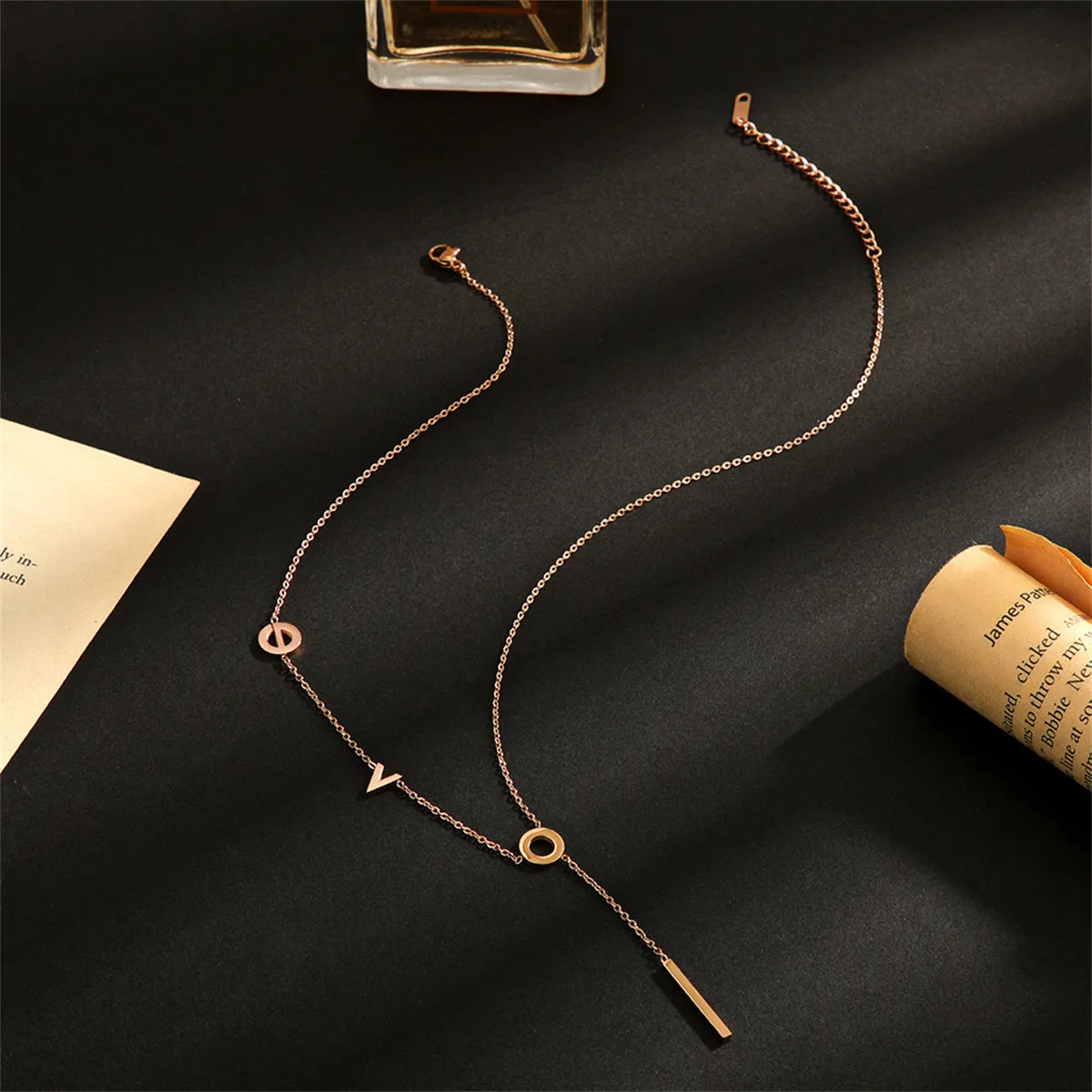 18K Gold-Plated 'Love' Lariat Necklace