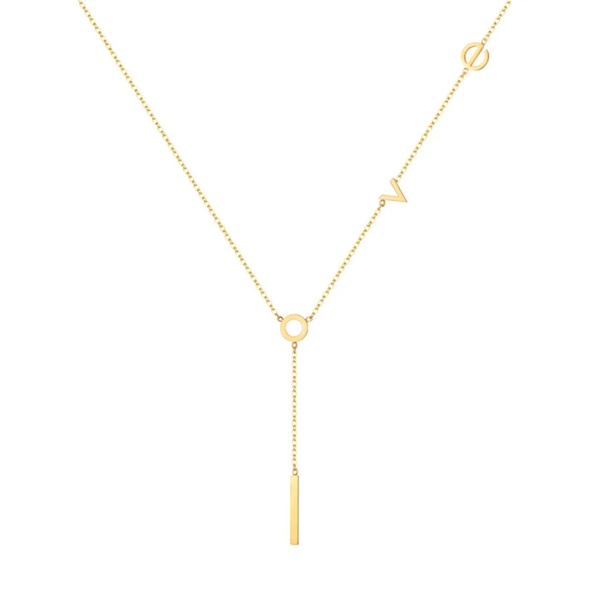 18K Gold-Plated 'Love' Lariat Necklace