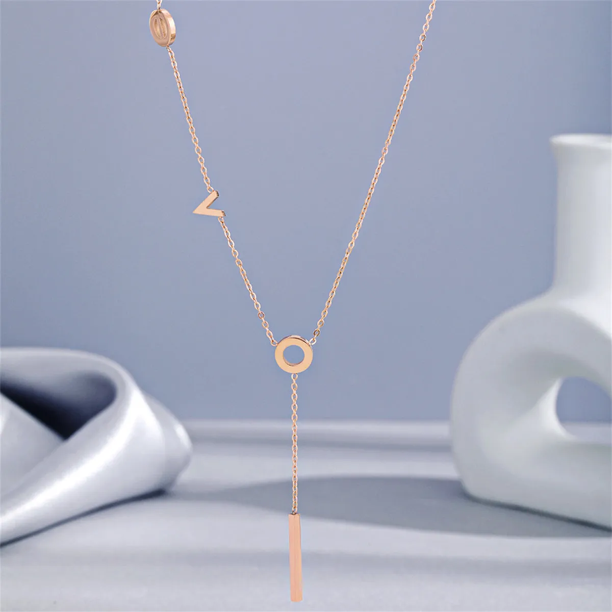 18K Gold-Plated 'Love' Lariat Necklace