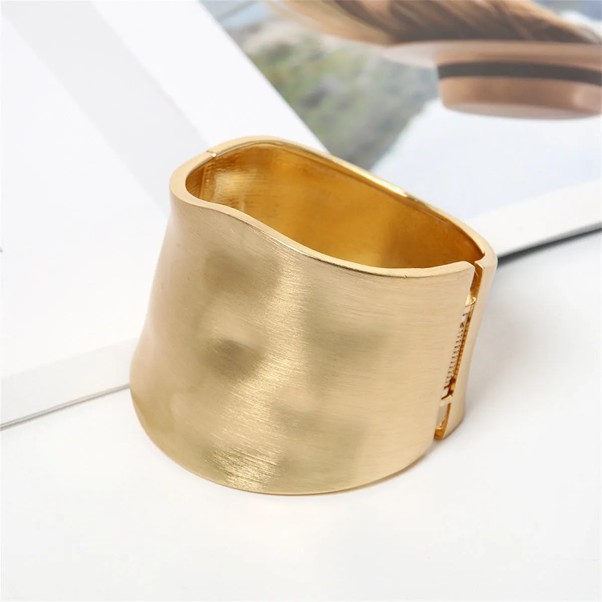 18K Gold-Plated Matte Curved Hinge Bangle
