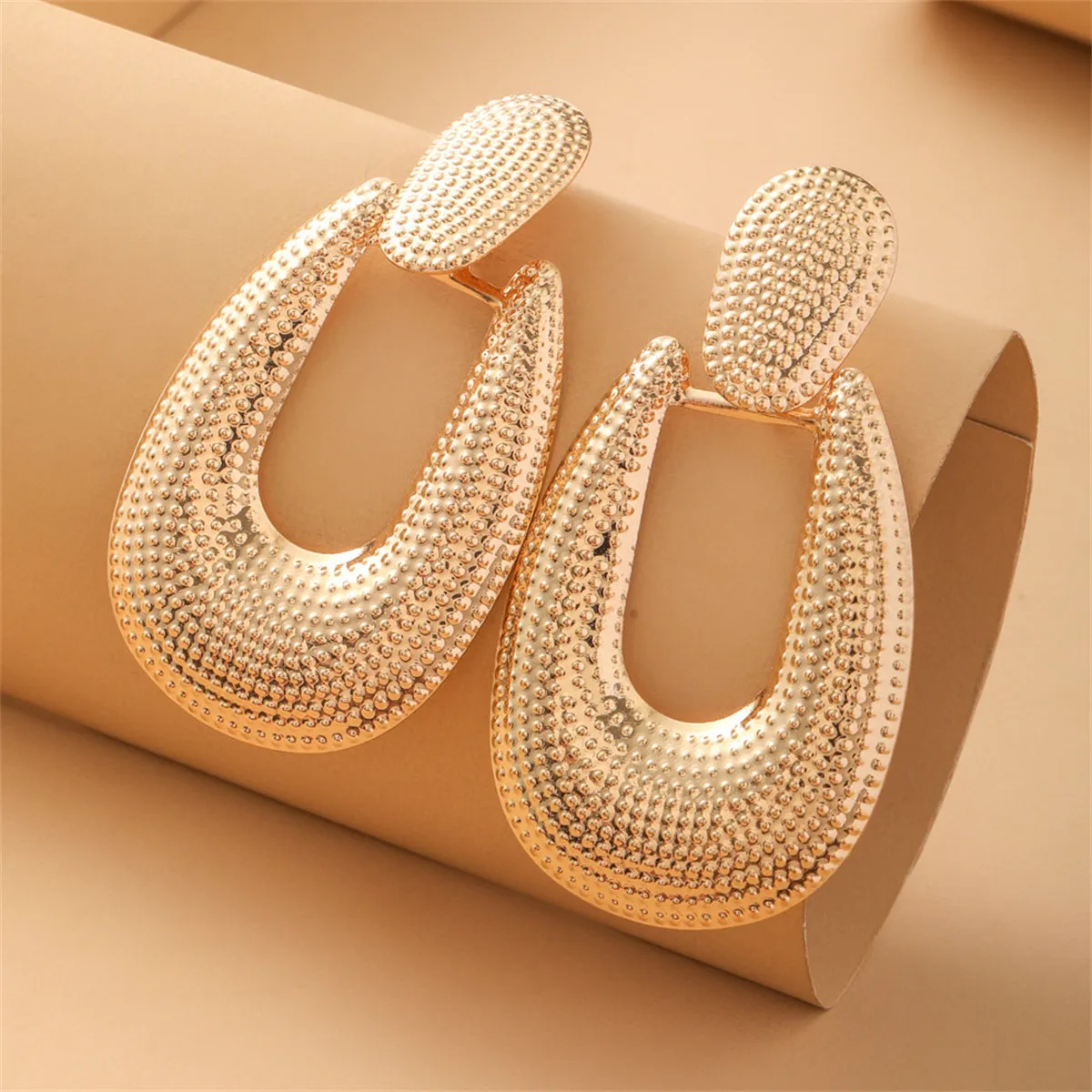 18K Gold-Plated Open Oval Drop Earrings