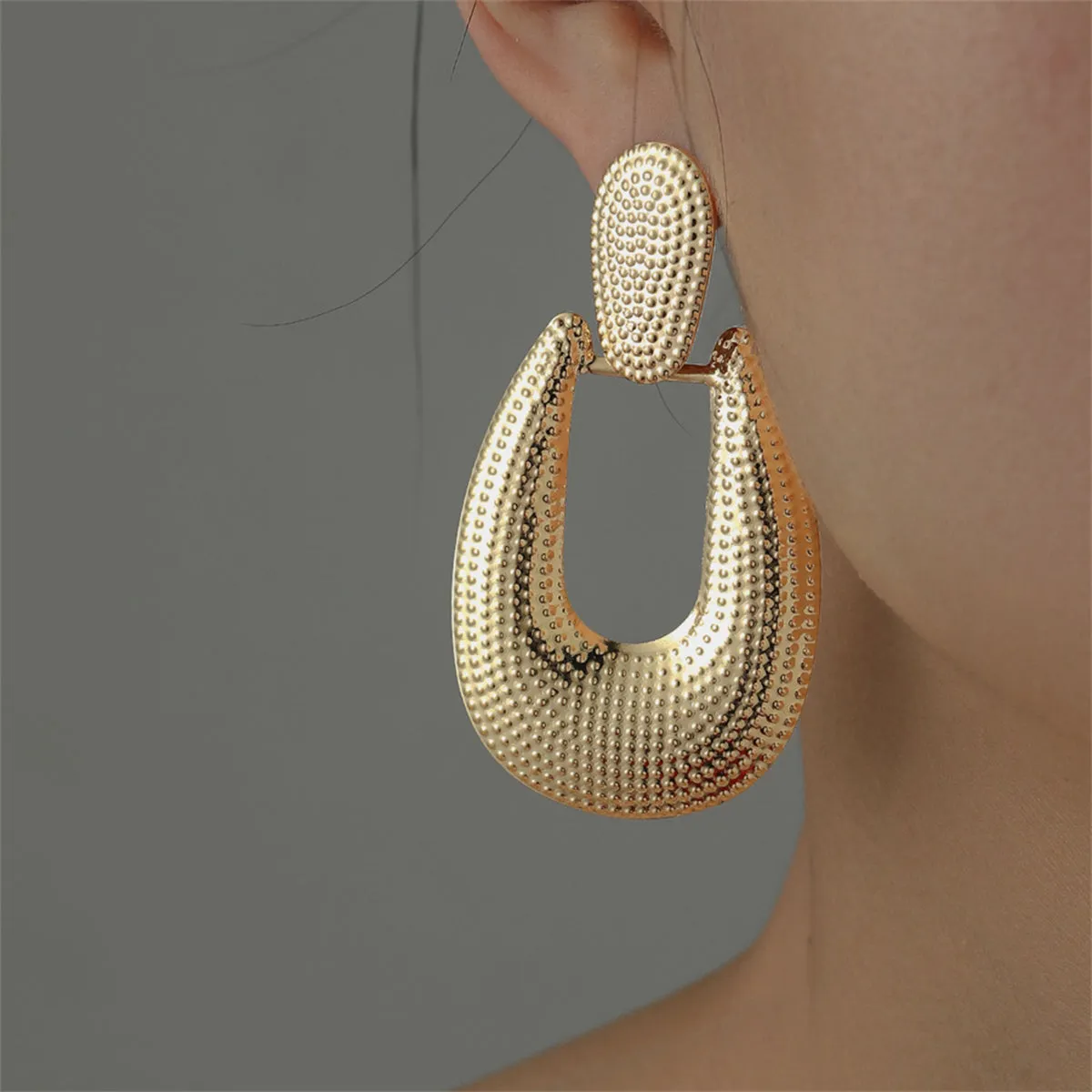 18K Gold-Plated Open Oval Drop Earrings