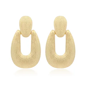 18K Gold-Plated Open Oval Drop Earrings