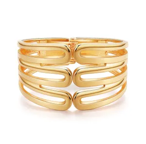 18K Gold-Plated Pins Layered Hinge Bangle