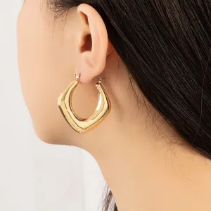 18K Gold-Plated Rhombus Hoop Earrings