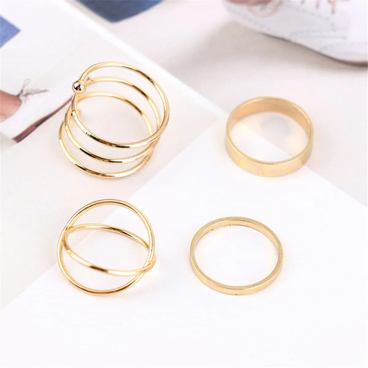 18K Gold-Plated Simplicity Stackable Ring Set