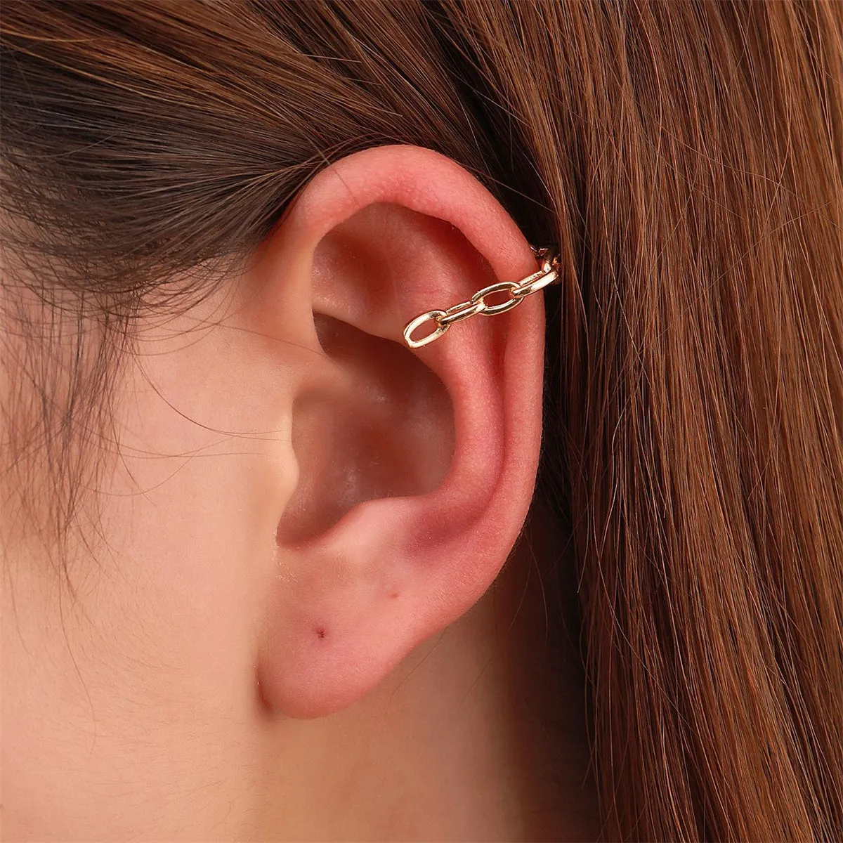 18K Gold-Plated Thin Cable-Chain Ear Cuff