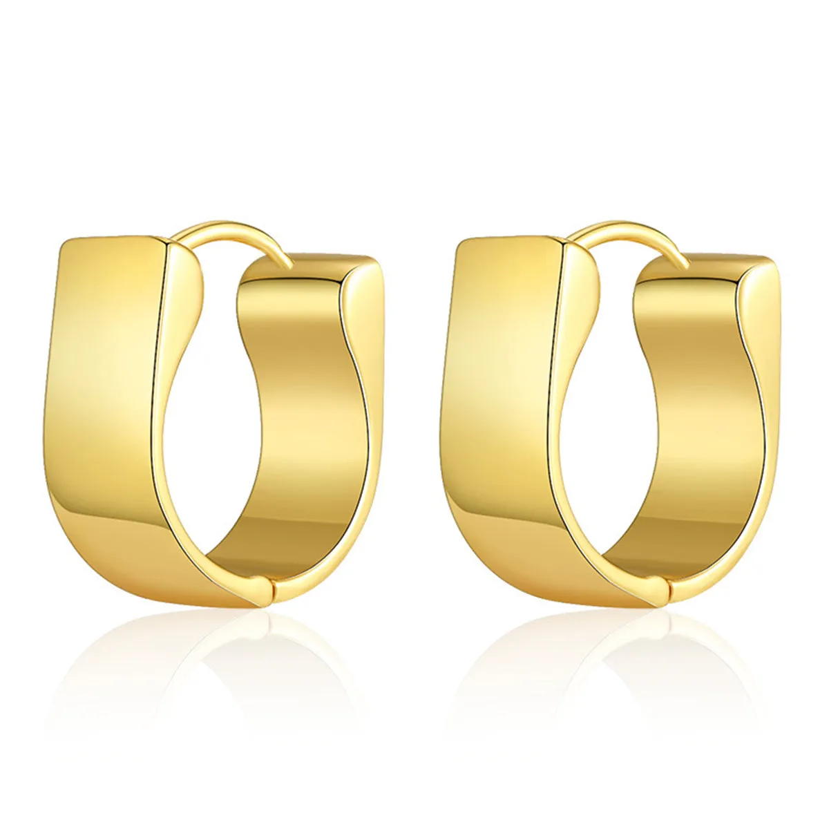 18K Gold-Plated U-Shape Huggie Earrings