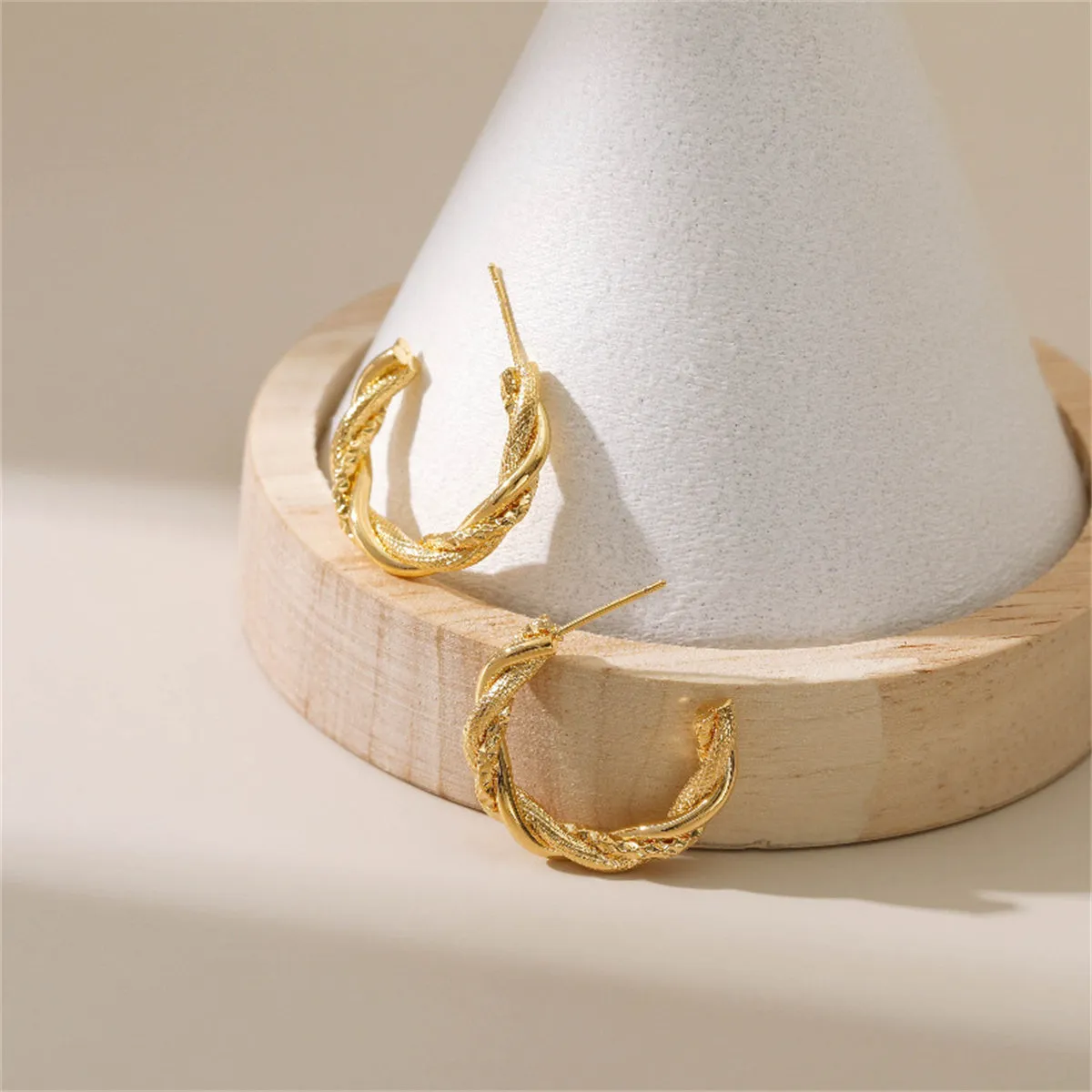18K Gold-Plated Woven Twine Huggie Earrings