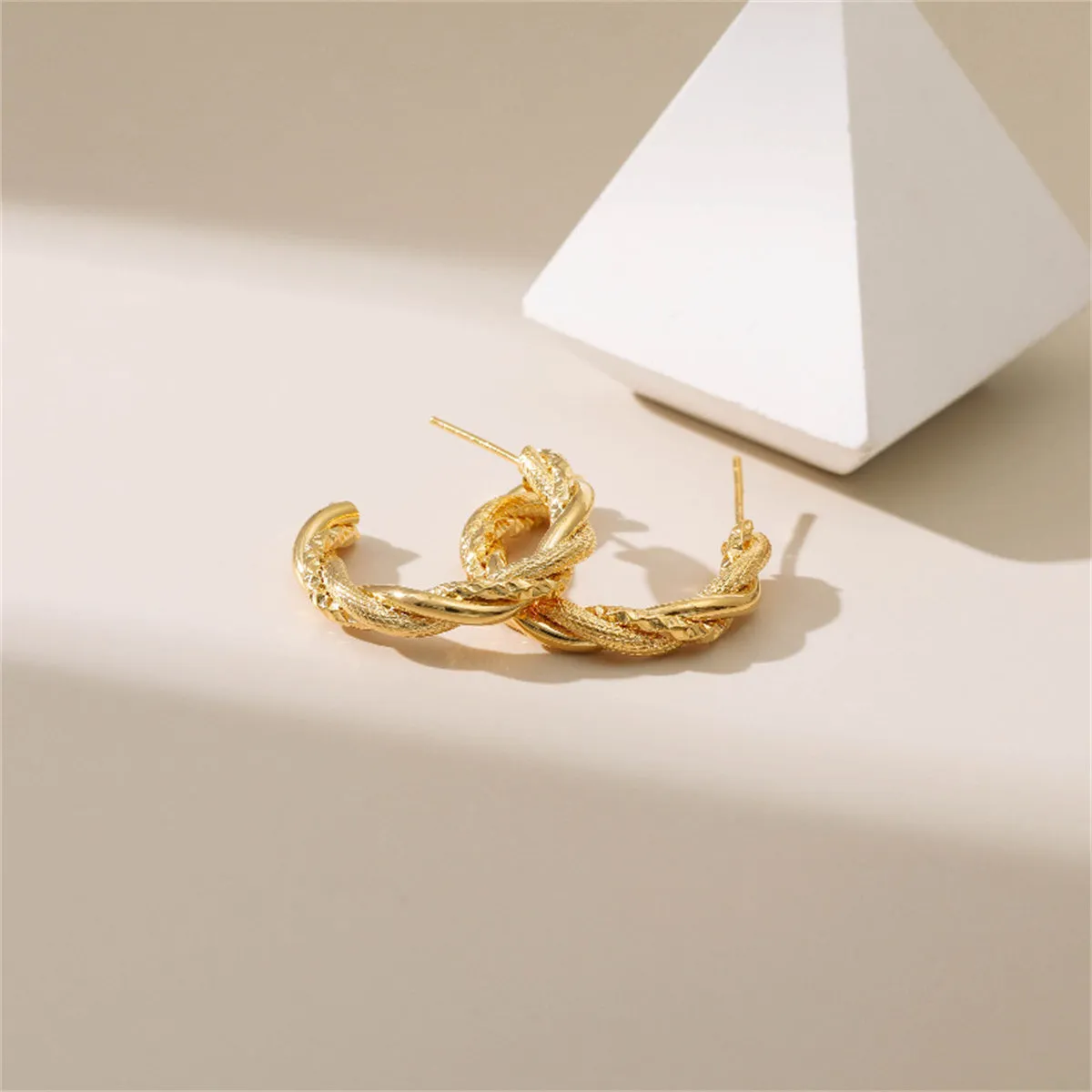 18K Gold-Plated Woven Twine Huggie Earrings