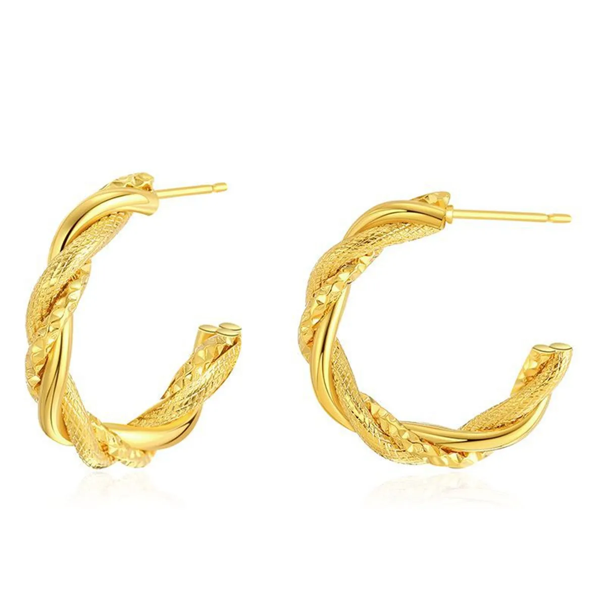 18K Gold-Plated Woven Twine Huggie Earrings