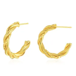 18K Gold-Plated Woven Twine Huggie Earrings