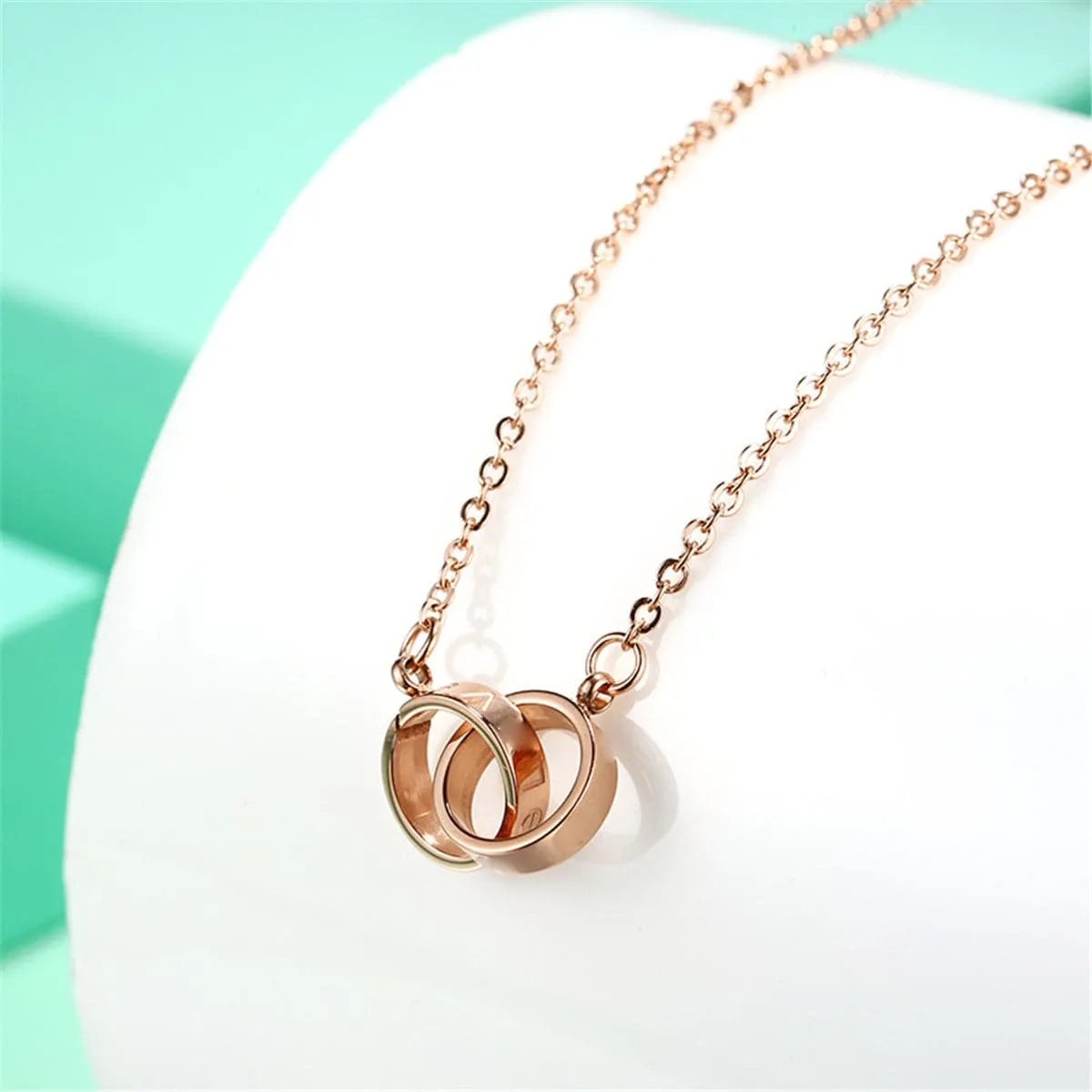18K Rose Gold-Plated Crossing Ring Pendant Necklace