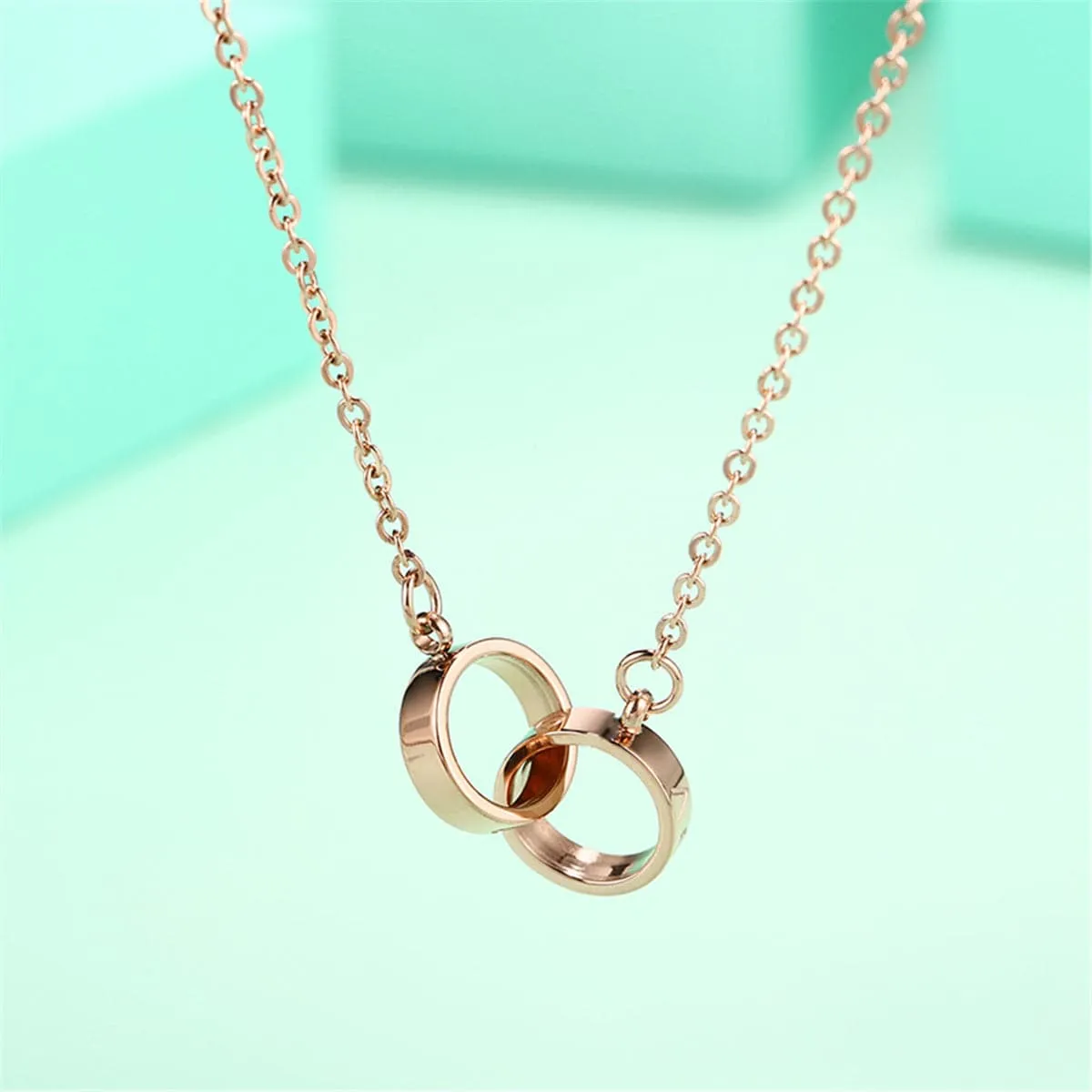 18K Rose Gold-Plated Crossing Ring Pendant Necklace