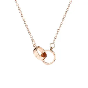 18K Rose Gold-Plated Crossing Ring Pendant Necklace