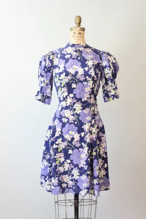 1930s DOGWOOD floral lantern SLEEVES dress xs | new spring