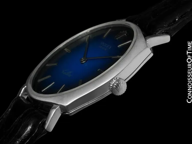 1970's Rolex Cellini Mens Midsize Vintage Handwound Watch - 18K White Gold Gold