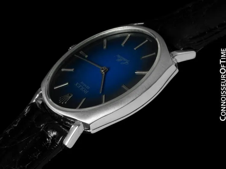 1970's Rolex Cellini Mens Midsize Vintage Handwound Watch - 18K White Gold Gold