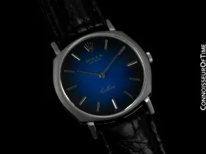 1970's Rolex Cellini Mens Midsize Vintage Handwound Watch - 18K White Gold Gold