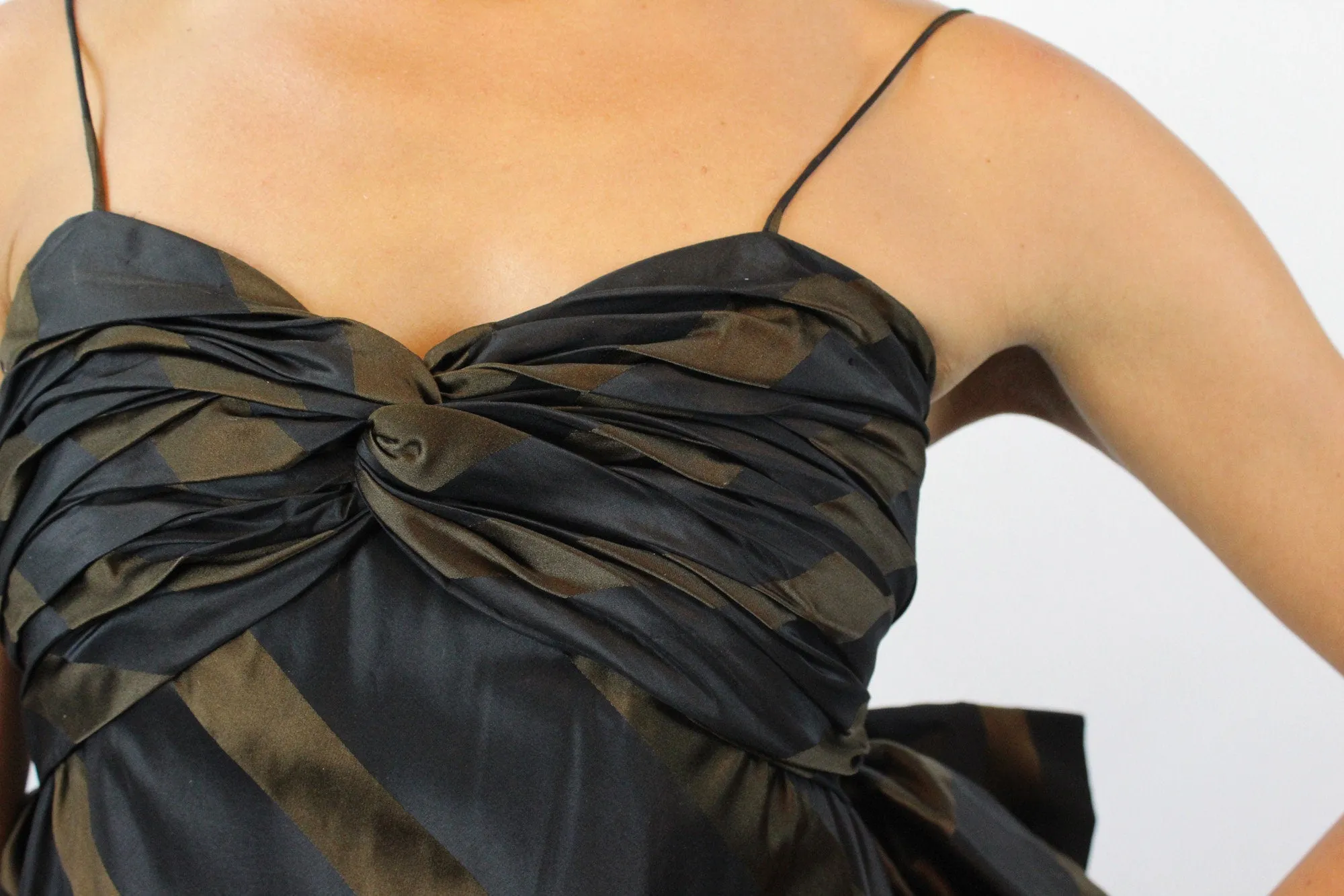 1980s TRACY MILLS striped silk gown xs | new fall
