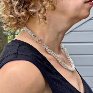 19" Handcrafted 925 Sterling Silver 9mm Bellezza Necklace with Toggle Clasp