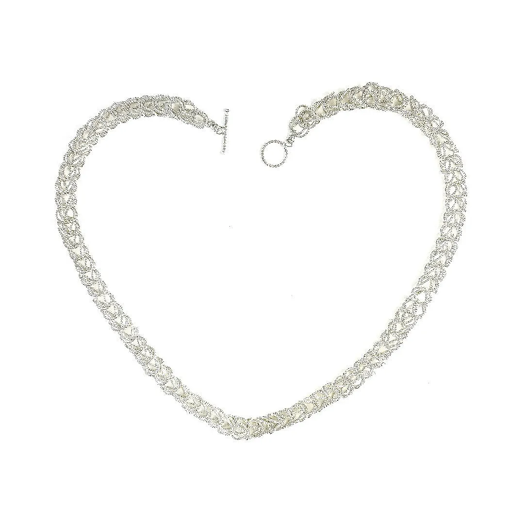 19" Handcrafted 925 Sterling Silver 9mm Bellezza Necklace with Toggle Clasp