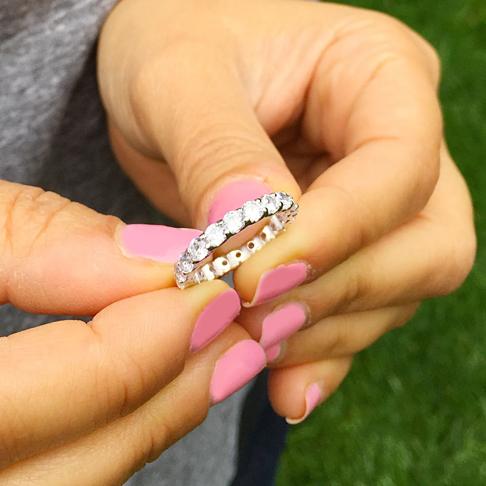 2.00 Carat Women's 14k Solid white gold Round cut eternity diamond band anniversary Wedding, Anniversary, Bridal Natural Diamonds